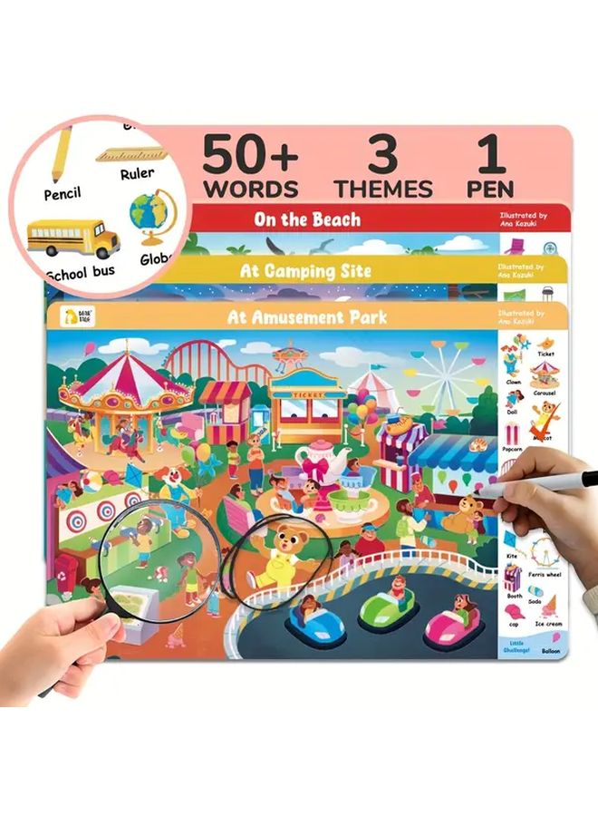 Farm Forest Ocean Find Hidden Objects Cards Kids Educational Activity Erasable Markers 50 Themes - Image 2