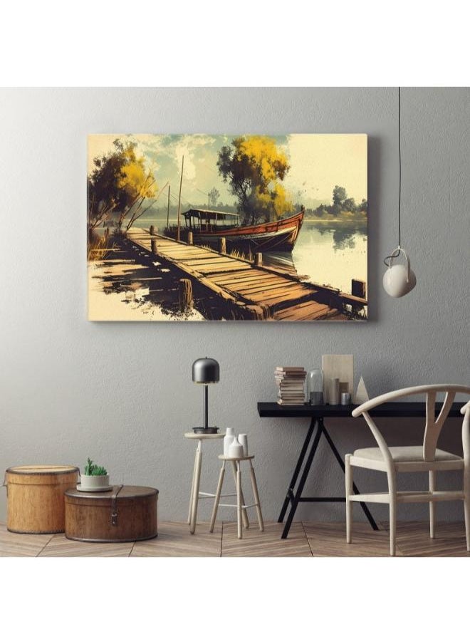 Home Gallery home gallery painting boat water with word boat it Printed Canvas wall art  - Image 1