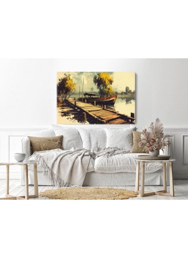 Home Gallery home gallery painting boat water with word boat it Printed Canvas wall art  - Image 3