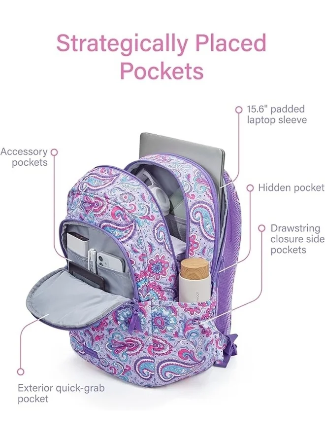 باج سمارت BAGSMART Passiflora Paisley The Wanderland Bonchemin 15.6 Inch Campus Backpack