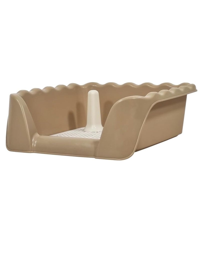 أن ان سي بيتس صينية قعادة الكلاب بتصميم عمودي، مصنوعة من البلاستيك المتين، شبكة قابلة للفصل، سهلة التنظيف، ومرحاض تدريب الكلاب ذو الجوانب العالية، صينية وسادة تبول للكلاب بطول 43 سم للكلاب الصغيرة والمتوسطة، للاستخدام الداخلي/الخارجي، (كاكي) - Image 1