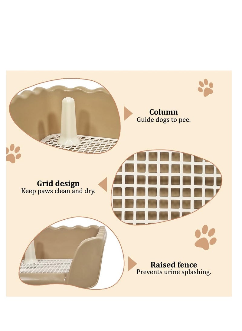 أن ان سي بيتس صينية قعادة الكلاب بتصميم عمودي، مصنوعة من البلاستيك المتين، شبكة قابلة للفصل، سهلة التنظيف، ومرحاض تدريب الكلاب ذو الجوانب العالية، صينية وسادة تبول للكلاب بطول 43 سم للكلاب الصغيرة والمتوسطة، للاستخدام الداخلي/الخارجي، (كاكي) - Image 4
