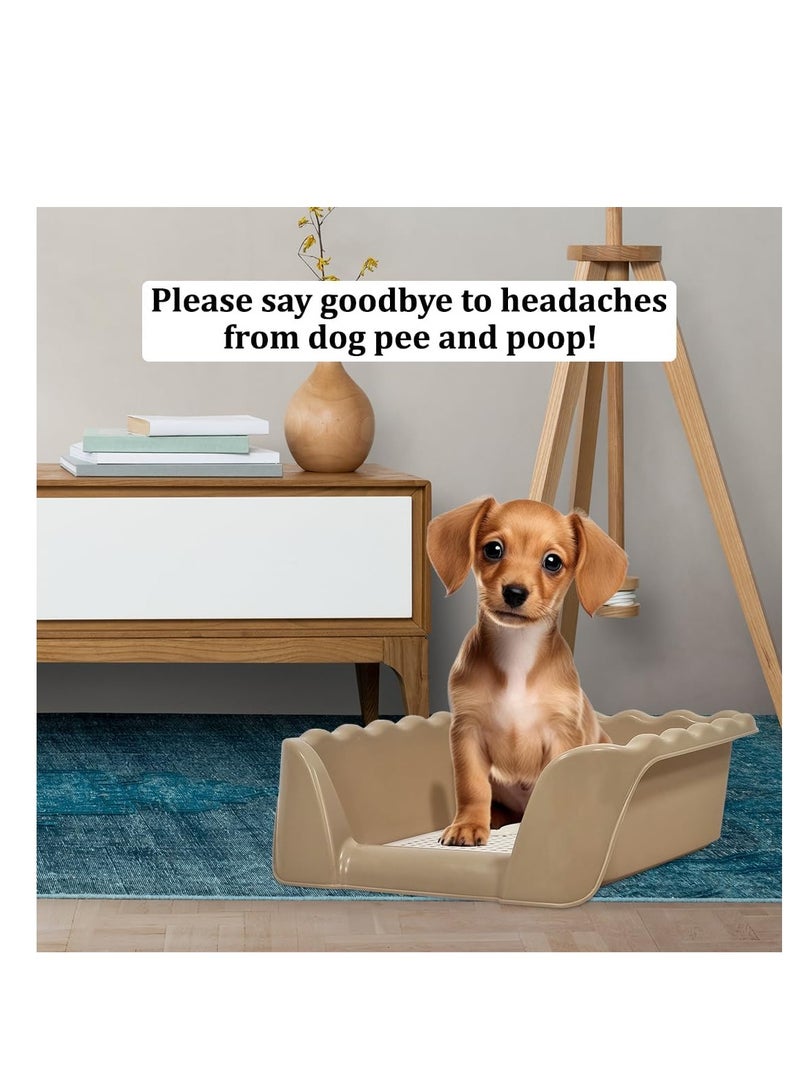 أن ان سي بيتس صينية قعادة الكلاب بتصميم عمودي، مصنوعة من البلاستيك المتين، شبكة قابلة للفصل، سهلة التنظيف، ومرحاض تدريب الكلاب ذو الجوانب العالية، صينية وسادة تبول للكلاب بطول 43 سم للكلاب الصغيرة والمتوسطة، للاستخدام الداخلي/الخارجي، (كاكي) - Image 5