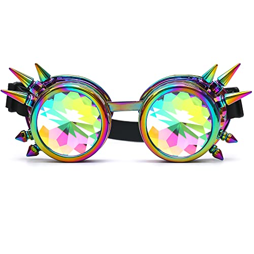 Lelinta Kaleidoscope Rave Goggles Steampunk Goggles Glasses Halloween Costume Accessories for Men Women Cosplay Party - Image 1