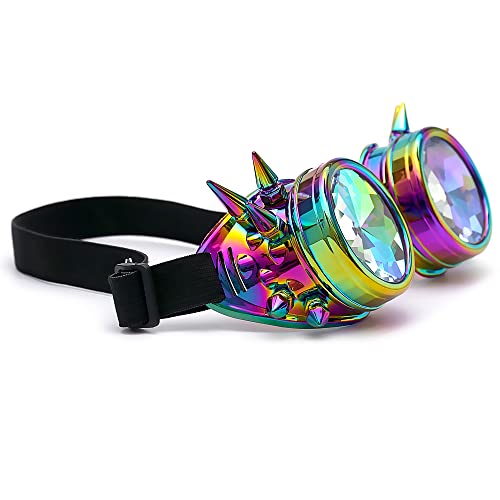 Lelinta Kaleidoscope Rave Goggles Steampunk Goggles Glasses Halloween Costume Accessories for Men Women Cosplay Party - Image 4