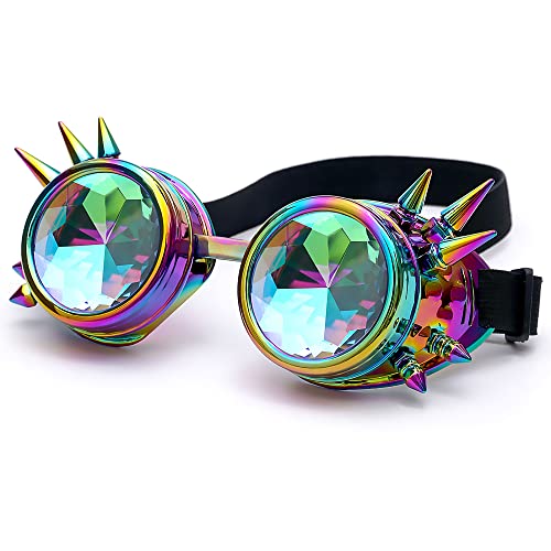Lelinta Kaleidoscope Rave Goggles Steampunk Goggles Glasses Halloween Costume Accessories for Men Women Cosplay Party - Image 3