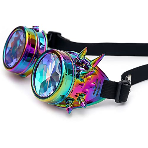 Lelinta Kaleidoscope Rave Goggles Steampunk Goggles Glasses Halloween Costume Accessories for Men Women Cosplay Party - Image 5