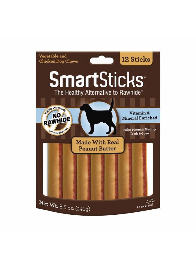 SmartBones SmartSticks With Real Peanut Butter 12 Count, Rawhide-Free Chews For Dogs - Image 1
