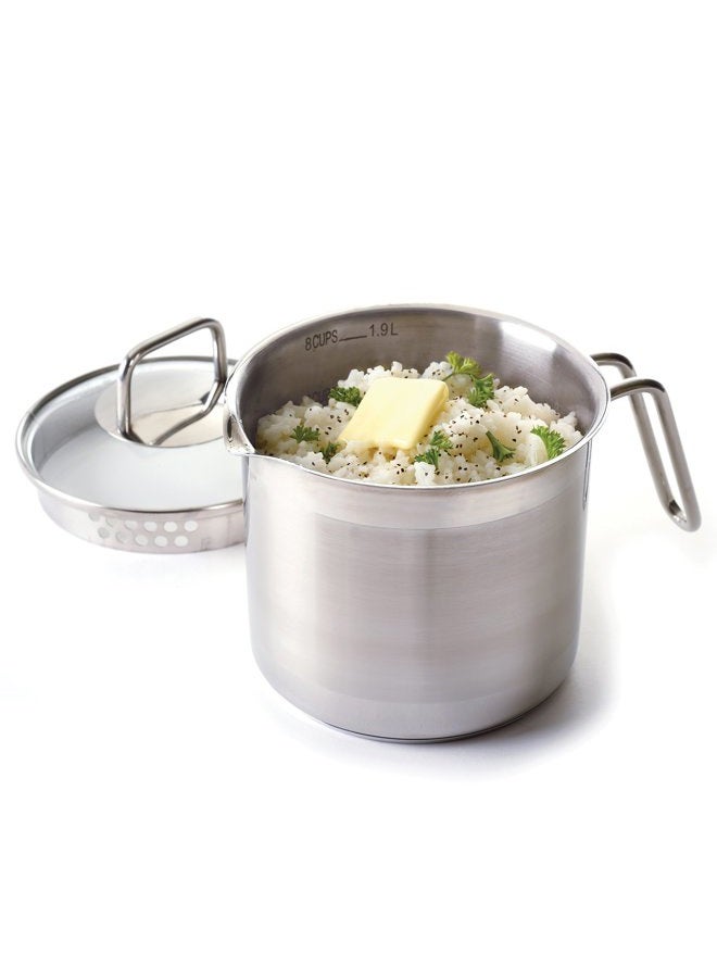 Norpro 650 8 Cup Multi Pot with Straining Lid, 1.9 Liter, Silver - Image 3