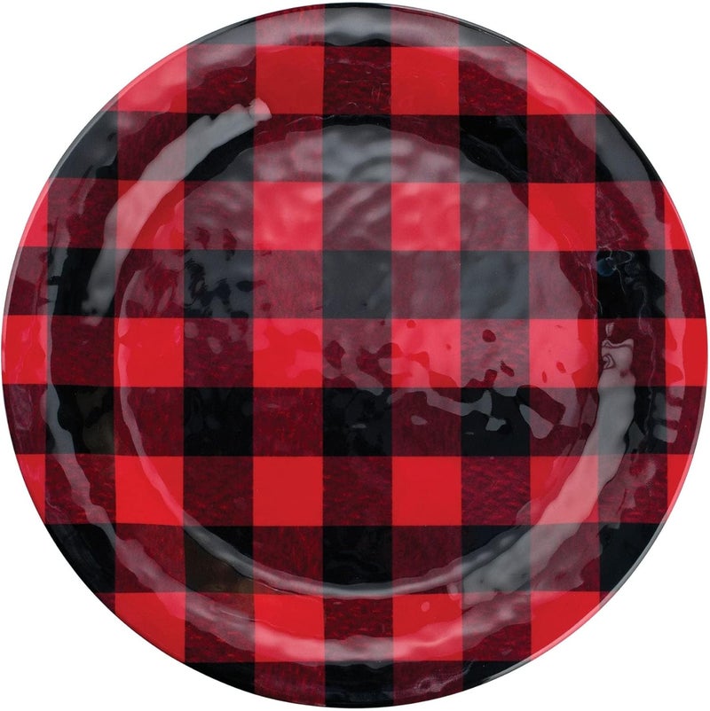 UPware 12 Piece Buffalo Plaid Melamine Dinnerware Sets Outdoor Dishes Set Plates and Bowls Sets Christmas Decorations Service for 4 Red - Image 4