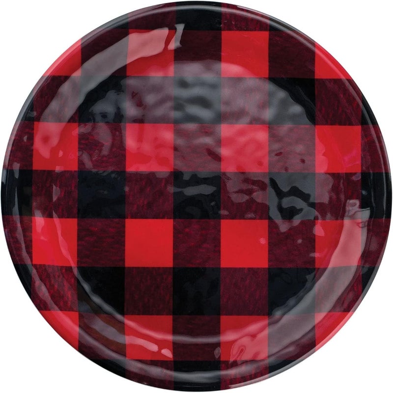 UPware 12 Piece Buffalo Plaid Melamine Dinnerware Sets Outdoor Dishes Set Plates and Bowls Sets Christmas Decorations Service for 4 Red - Image 5