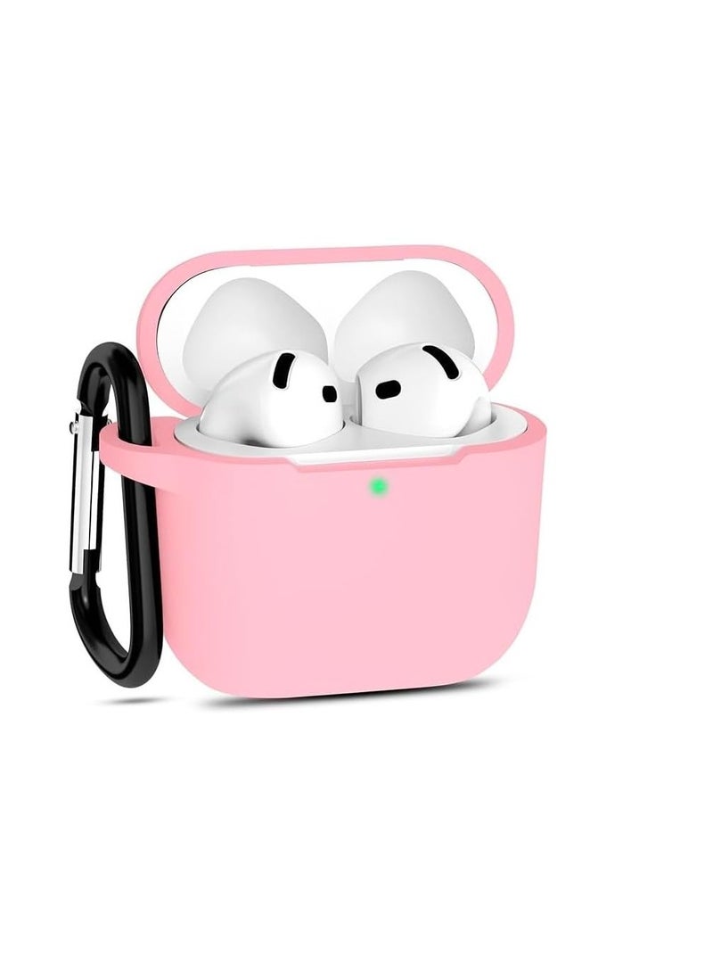 Compatible with Airpods 4th Case Cover Soft Skin Silicone Case Cover with Keychain, Full Protective Case for Men and Women Compatible with AirPods 4th Generation Case (Pink) - Image 1