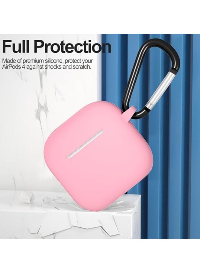 Compatible with Airpods 4th Case Cover Soft Skin Silicone Case Cover with Keychain, Full Protective Case for Men and Women Compatible with AirPods 4th Generation Case (Pink) - Image 2