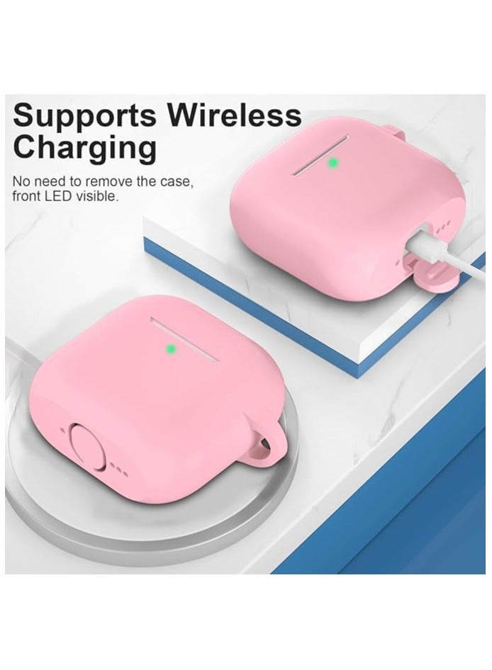 Compatible with Airpods 4th Case Cover Soft Skin Silicone Case Cover with Keychain, Full Protective Case for Men and Women Compatible with AirPods 4th Generation Case (Pink) - Image 3