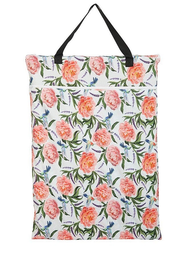 Hibaby Large Hanging Wet/Dry Cloth Diaper Pail Bag for Reusable Diapers or Laundry (Humming Bird)