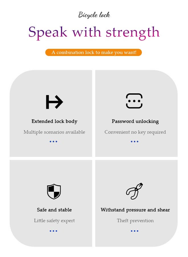 DUNISO Bike Chain Lock, 5 position combination heavy duty anti theft password lock, pressure and shear resistant, waterproof and rust proof, 6mm thick, suitable for motorcycles, bicycles  and electric scooters, 60cm - Image 4