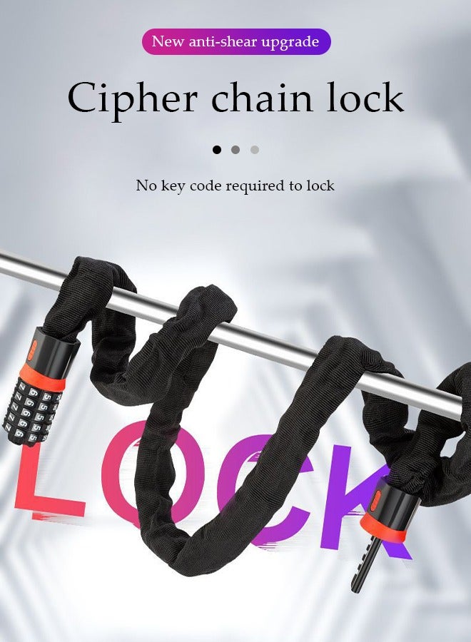 DUNISO Bike Chain Lock, 5 position combination heavy duty anti theft password lock, pressure and shear resistant, waterproof and rust proof, 6mm thick, suitable for motorcycles, bicycles  and electric scooters, 60cm - Image 3