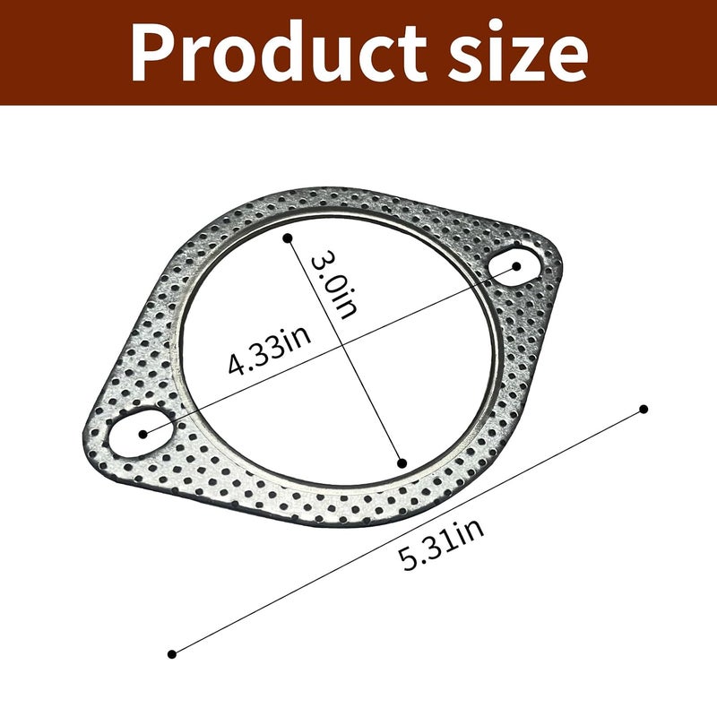 Jitrendo 1 Pack 2 Pcs Car Exhaust Pipe Interface Gasket, Exhaust Flange Gasket,3.0" Id Exhaust Pipe Clamp Flange Reinforced High Temperature Gasket,Fits for Car - Image 2