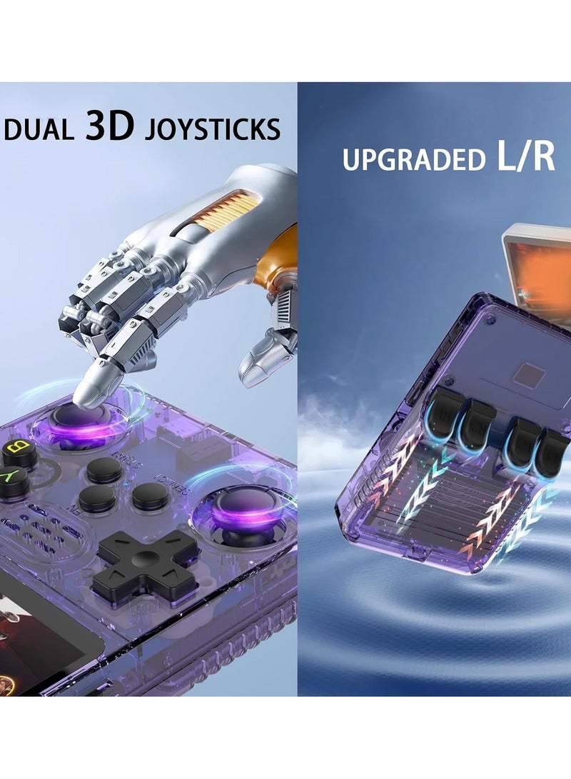 R36S RetroGamer Pro, Retro Game Console, 30000 in 1 Handheld Game Console, 8.89 cm IPS Screen, Linux System, Mini Portable Pocket Arcade 3800mAh 45 Simulators 64G Card (Transparent Black)  - Image 3