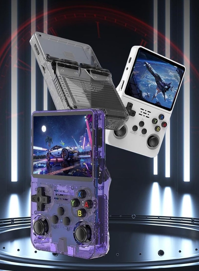 R36S RetroGamer Pro, Retro Game Console, 30000 in 1 Handheld Game Console, 8.89 cm IPS Screen, Linux System, Mini Portable Pocket Arcade 3800mAh 45 Simulators 64G Card (Transparent Black)  - Image 5