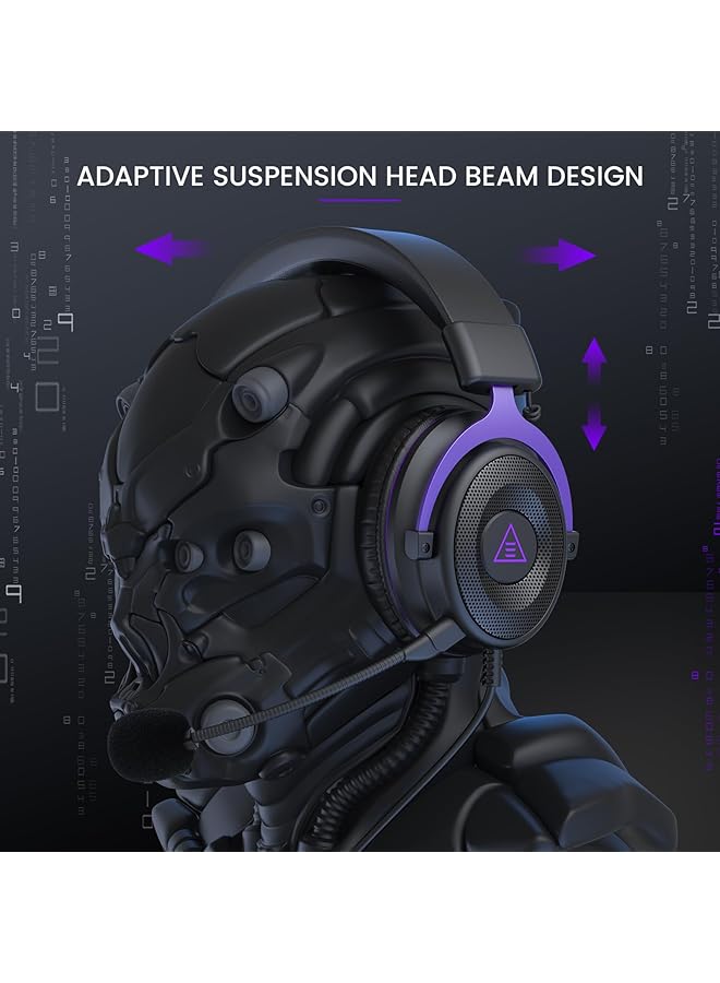 EKSA E900 Pc Gaming Headset Ps4 Headset Wired Gaming Headphones With Noise Cancelling Microphone Over Ear Headphones Compatible With Ps5/Ps4 Xbox One Pc Mac Computer Laptop (Purple) - Image 5