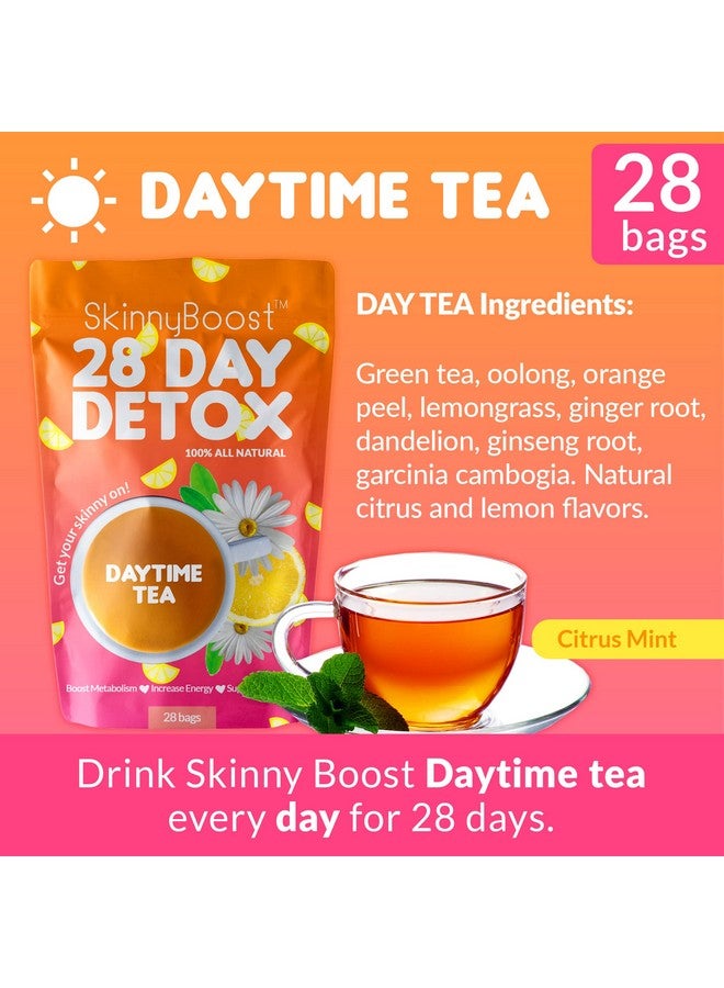 SkinnyBoost 28 Day Detox Tea Kit1 Daytime (28 Bags) 1 Evening (14 Bags) Non Gmo Vegan Reduce Bloating All Natural Detox And Cleanse - Image 3
