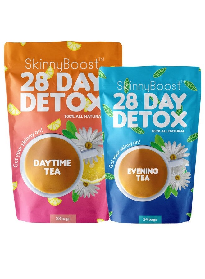 SkinnyBoost 28 Day Detox Tea Kit1 Daytime (28 Bags) 1 Evening (14 Bags) Non Gmo Vegan Reduce Bloating All Natural Detox And Cleanse - Image 2
