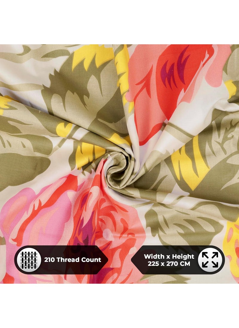 Story@Home Story@Home 210 TC 100% Cotton Double King Size Bedsheet with 2 Pillow Covers (Pink & White)  - Image 3