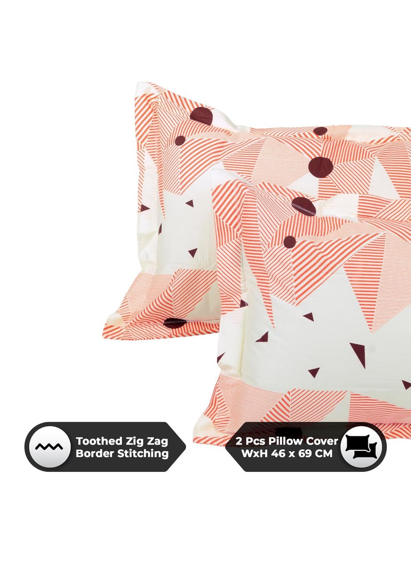 Story@Home Story@Home 210 TC 100% Cotton Double King Size Bedsheet with 2 Pillow Covers (Pink & White)  - Image 4