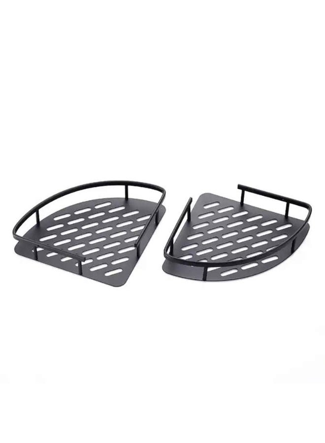 Corner Shower Caddy Shelf Adhesive Bath Corner Black Bathroom Shower Rack No Drilling Wall Mounted Shower Organizer Rustproof Bath Storage Basket for Bathroom Toilet Kitchen - 2 Pack - Image 1