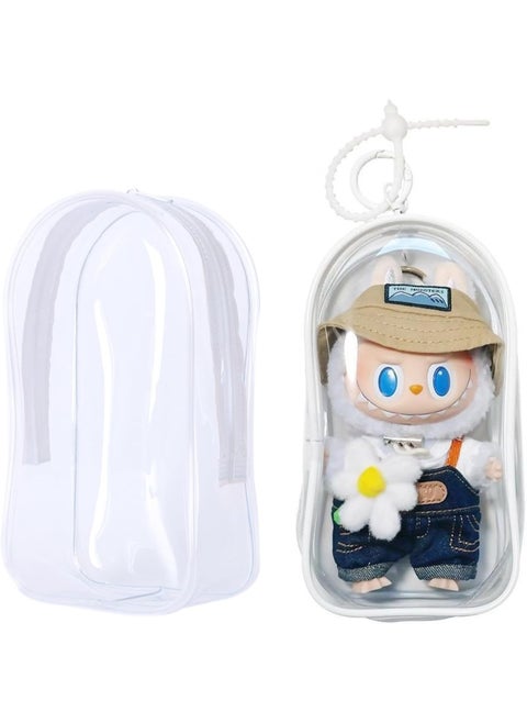 Clear Bag Keychain For Labubu Plush Doll,Hanging Display Case,Protective Case,Plastic PVC Storage Box (Clear Bag)