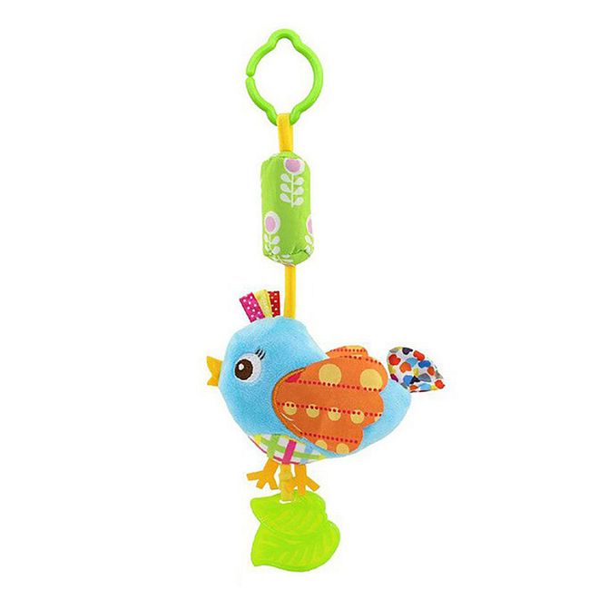 Happy Monkey Hanging Bird Plush Rattle Soft Toy - Early Education Doll, 0M+, L 34cm x B 9.5cm - Image 1