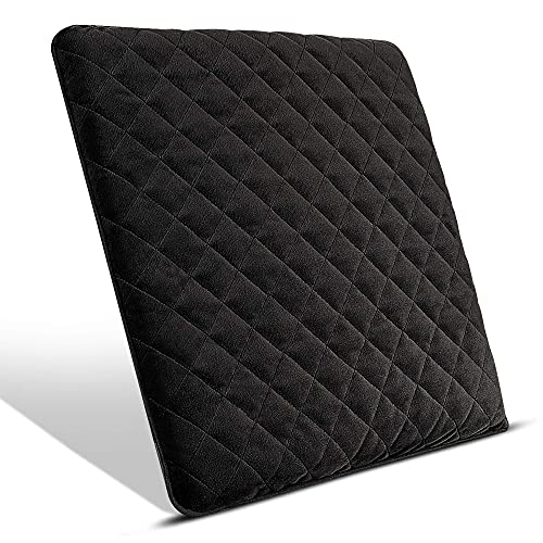 COMFORTANZA Medium-Firm 16x16x1.6 Memory Foam Seat Cushion for Kitchen, Dining, Office Chairs, Car Seats - Washable Velvety Cover w/Waterproof Layer, Non-Slip Base - Comfort, Back Pain Relief - Black - Image 2