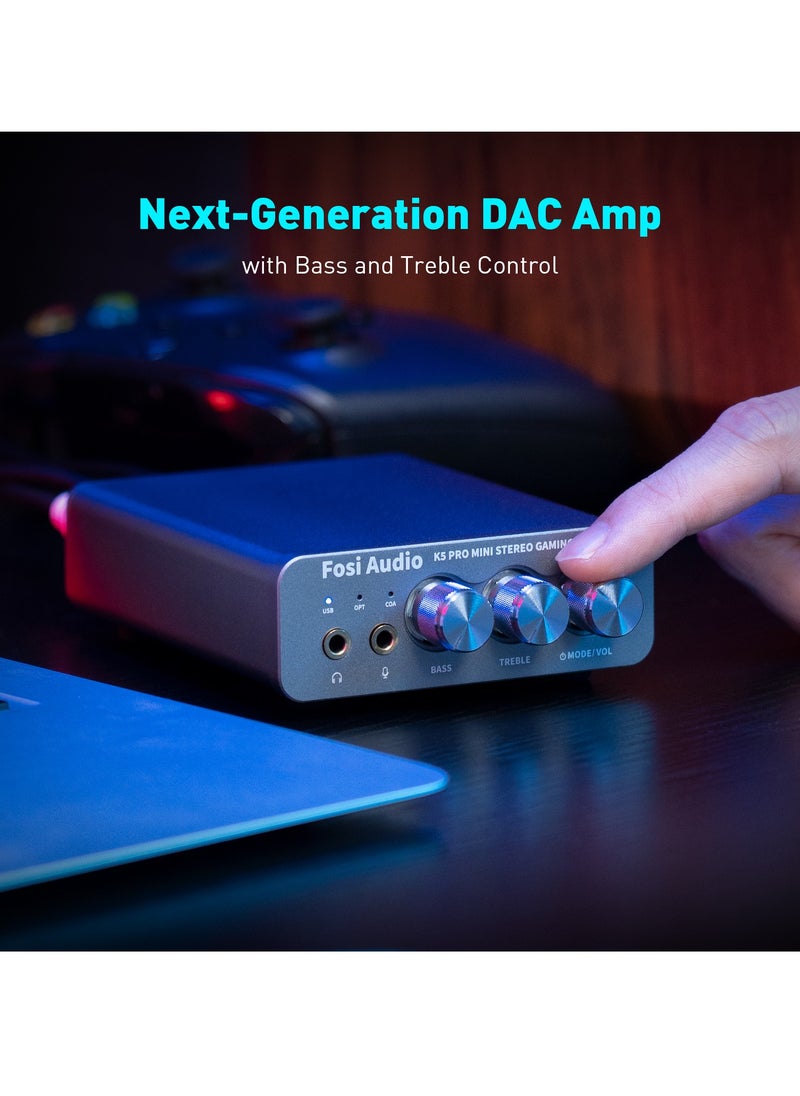 K5 PRO USB Gaming DAC With Microphone Headphone Amplifier Mini Audio DAC for PS5 Desktop Powered Active Speakers