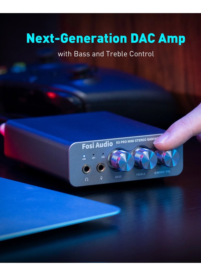 K5 PRO USB Gaming DAC With Microphone Headphone Amplifier Mini Audio DAC for PS5 Desktop Powered Active Speakers