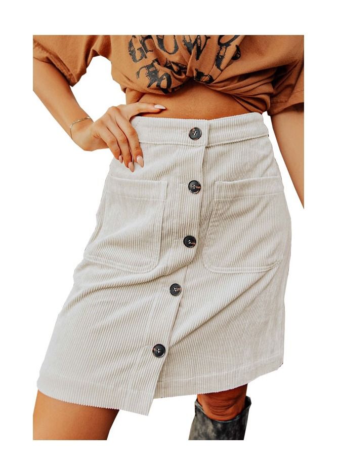 Loquat New Corduroy High-waisted Fashion  Short Skirt  - Image 1