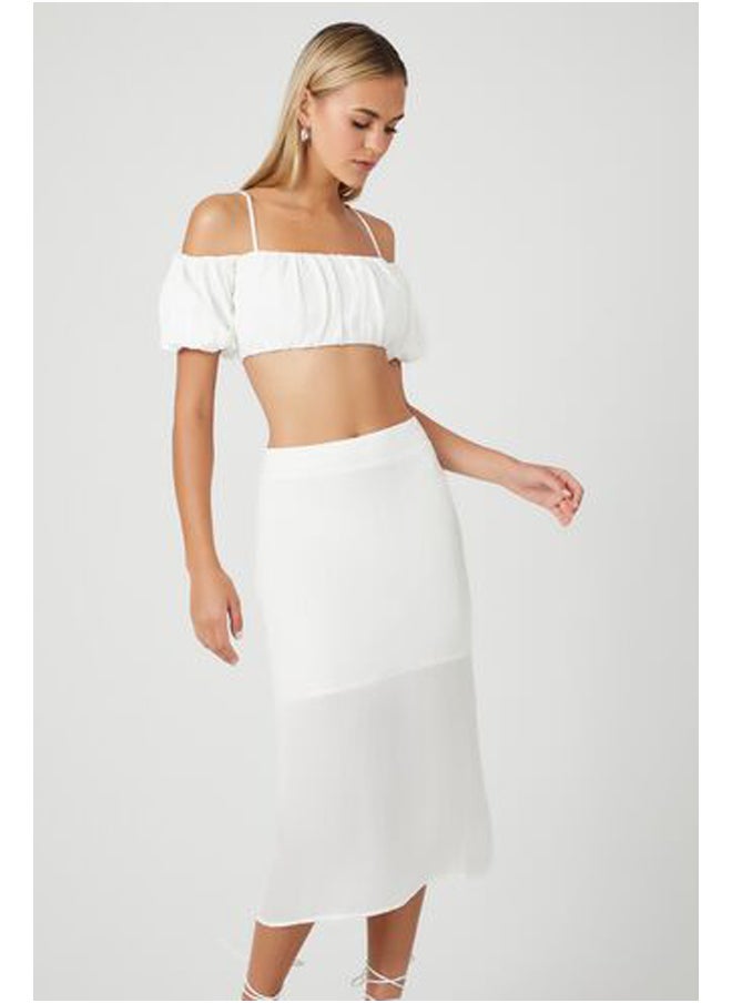 FOREVER 21 - Satin Vented Midi Skirt - Image 1