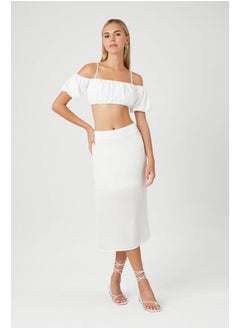 FOREVER 21 Satin Vented Midi Skirt  - Image 5