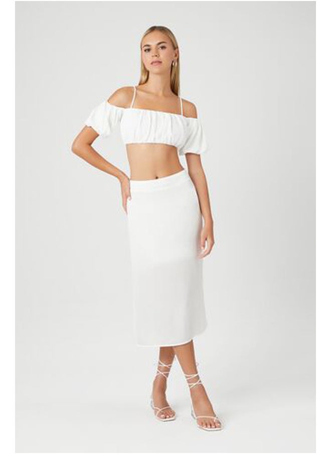 FOREVER 21 - Satin Vented Midi Skirt - Image 1
