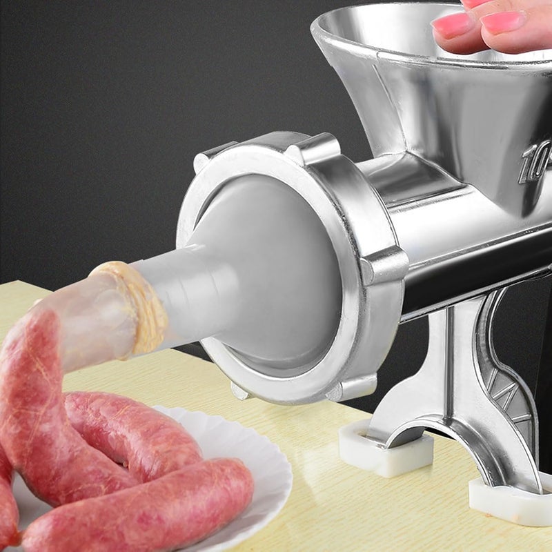 Manual Meat Grinder, Heavy Duty Aluminum Alloy Sausage Maker with Detachable Design and Tabletop Clamp, for Homemade Sausage Meat Filling and Vegetable Chopping (No.10) - Image 4