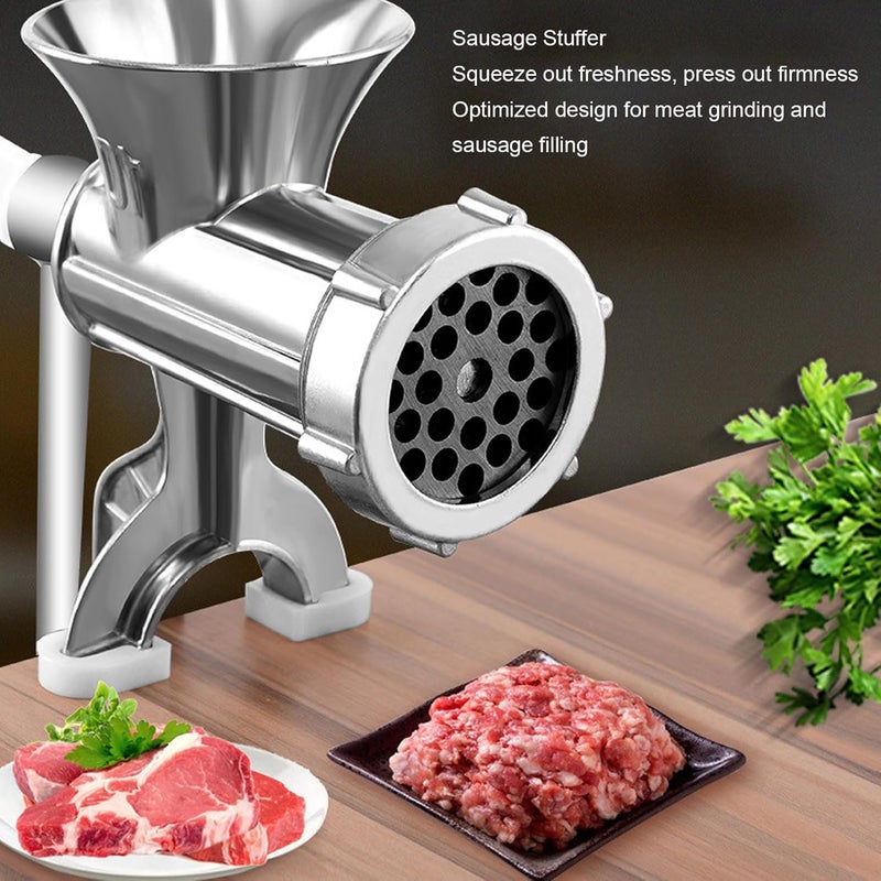 Manual Meat Grinder, Heavy Duty Aluminum Alloy Sausage Maker with Detachable Design and Tabletop Clamp, for Homemade Sausage Meat Filling and Vegetable Chopping (No.10) - Image 3