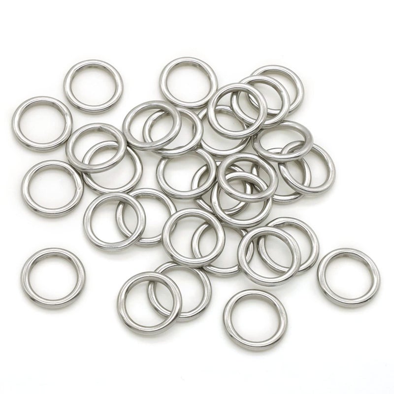 Hamineler 30 PCS Welded Stainless Steel ORing Welded Round Rings for Camping Belt Dog Leashes Luggage Accessories 3mm15mm ID