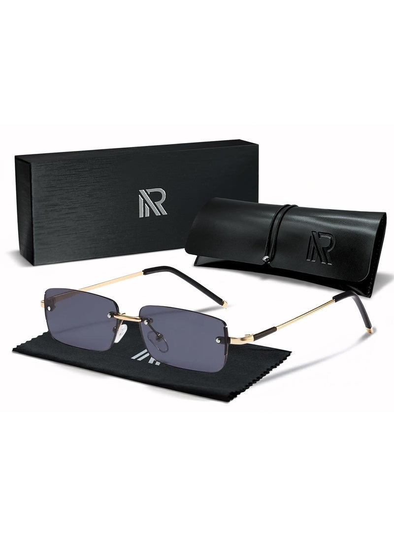 ريتي نظارة شمسية رجالي ونسائي بإطار معدني أنيق وعدسات مستقطبة مع حماية من الأشعة فوق البنفسجية | نظارات موضة فاخرة للقيادة والسفر والرحلات والأنشطة الخارجية | تصميم عصري وخفيف الوزن - Image 1