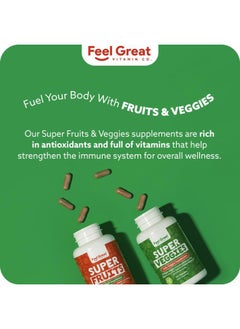 Feel Great 365 Feel Great Fruit and Vegetable Supplements | 20+ Super Reds & Greens for Natural Energy Support | Vegan Fruit and Veggie Vitamins | 2 Pack of 90 Count Each  - Image 5