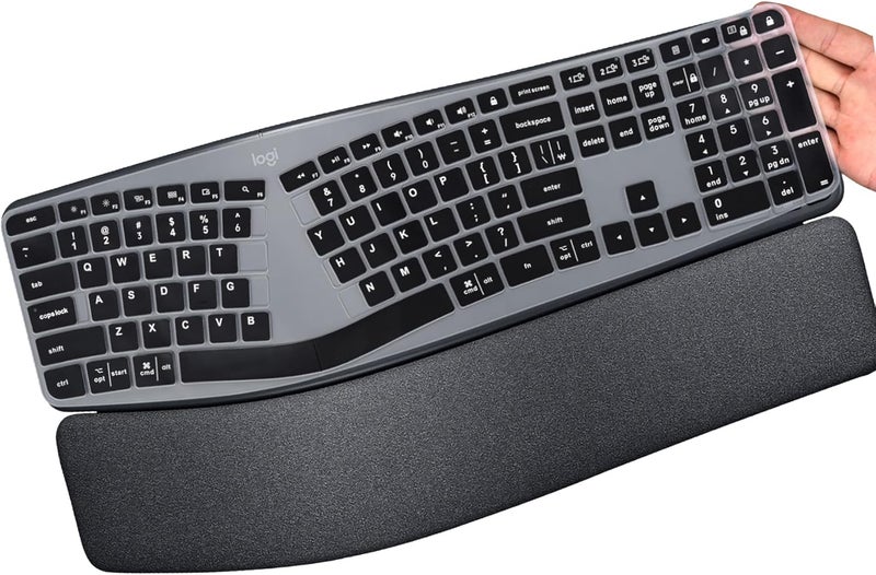 Keyboard Cover Skin for Logitech Refurbished Ergo K860 Wireless Ergonomic Keyboard, Logitech Keyboard Accessories Protector, Black