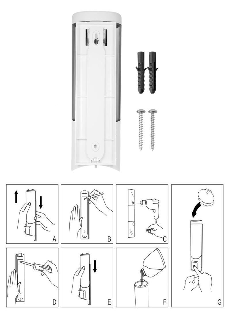 شوانجديان موزع صابون يدوي مثبت على الحائط بزجاجة واحدة وصندوق شامبو للحمام والمرحاض وسائل غسيل اليدين والشامبو وجل الاستحمام وموزع صابون سائل وموزع صابون وحامل 500 مل - Image 5