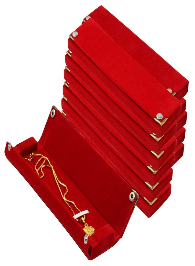 LUCES 12 Pieces Long Velvet Jewelry Chain Necklace Gift Box Set Bracelet Storage Case for Wedding Engagement Birthday Anniversary Maroon - Image 1