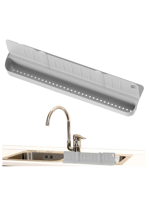 Kitchen Sink Splash Guard, 2 in 1 Baffle Design Sink Backsplash Guard, Non Slip Edge Drainage Guard, Easy Installation Splash Proof Guard, Countertop Splash Guard for Kitchen Home(Gray)