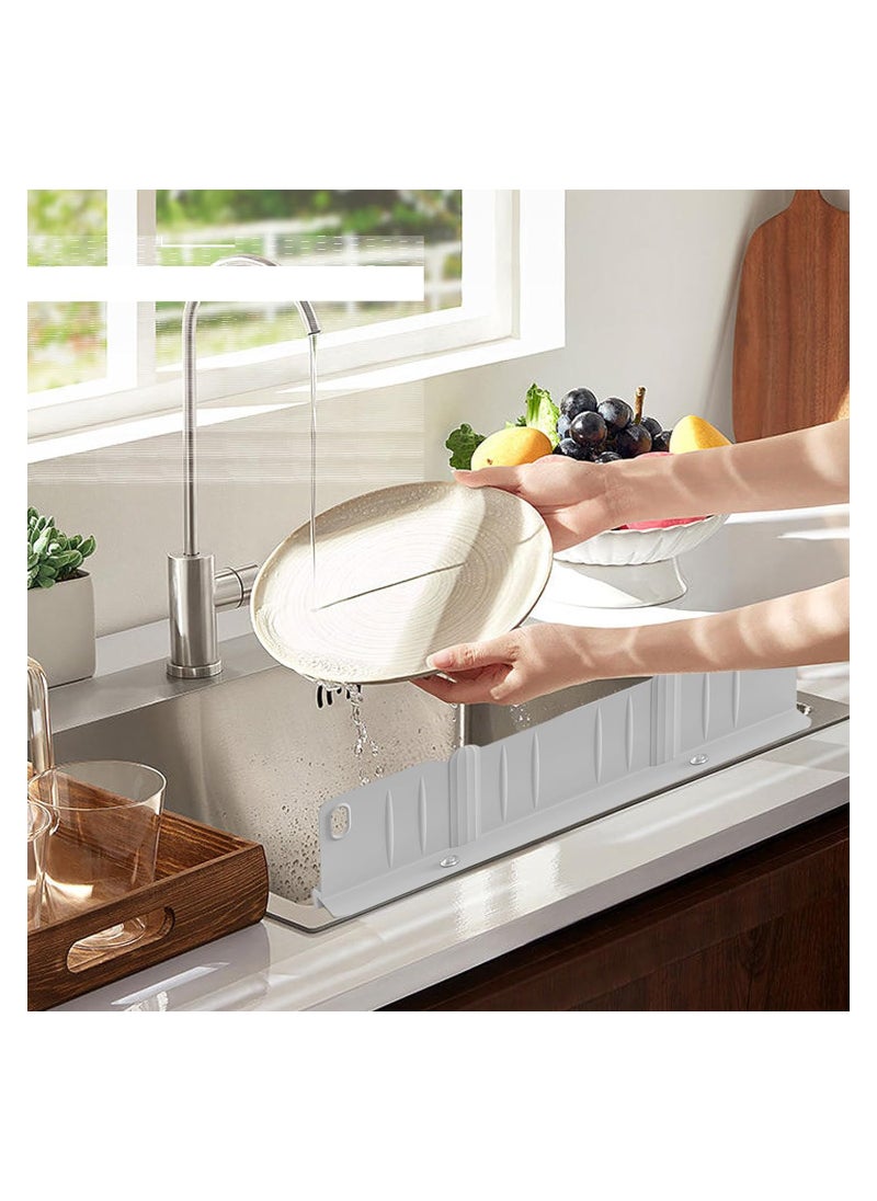 Excefore - Kitchen Sink Splash Guard, 2 in 1 Baffle Design Sink Backsplash Guard, Non Slip Edge Drainage Guard, Easy Installation Splash Proof Guard, Countertop Splash Guard for Kitchen Home(Gray) - Image 1