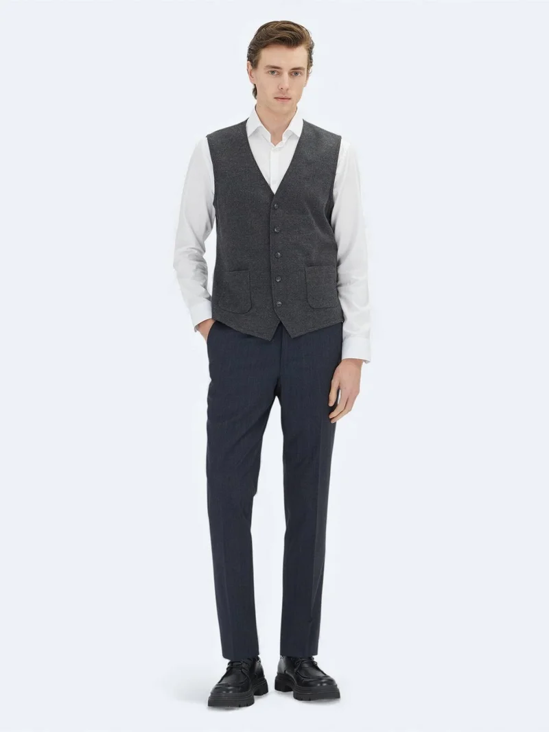 Kip Hard Coal Slim Fit Butterfly Collar Classical Waistcoat
